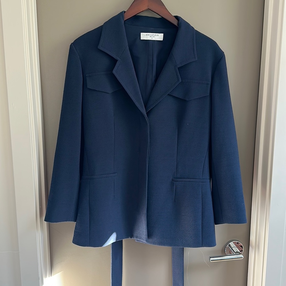 MM LaFleur Belted Navy Jacket - 8